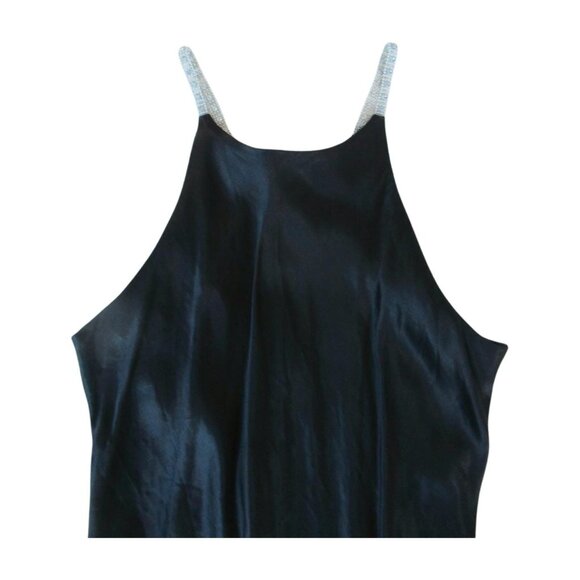 Vintage 90s Pariscope Made in Canada Black Mini Dress with Crystal Bling Straps - Picture 7 of 8